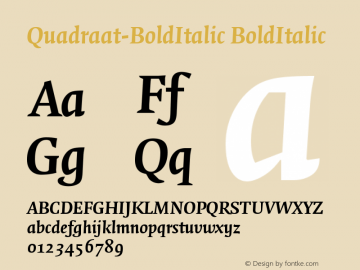 Quadraat-BoldItalic BoldItalic Version 001.000 Font Sample