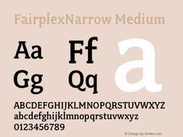 FairplexNarrow Medium Version 001.000 Font Sample