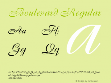 Boulevard Regular Version 001.001 Font Sample