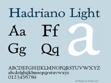 Hadriano Light Version 001.000 Font Sample