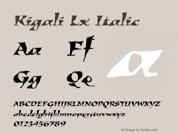 Kigali Lx Italic 001.000 Font Sample