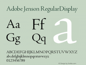 Adobe Jenson RegularDisplay Version 001.000 Font Sample