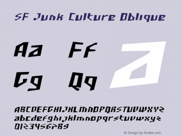 SF Junk Culture Oblique v1.0 - Freeware Font Sample