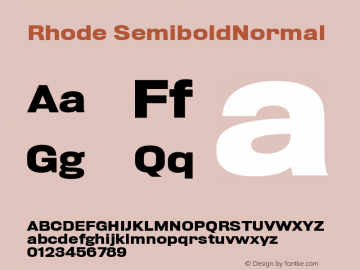 Rhode SemiboldNormal Version 001.000 Font Sample