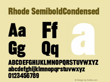Rhode SemiboldCondensed Version 001.000 Font Sample