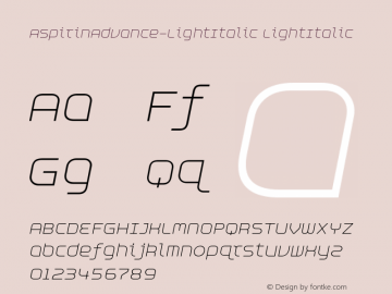 AspirinAdvance-LightItalic LightItalic Version 001.000 Font Sample