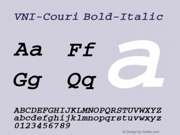 VNI-Couri Bold-Italic 1.0 Tue Jan 18 17:39:05 1994 Font Sample