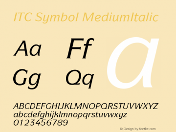 ITC Symbol MediumItalic Version 001.000 Font Sample