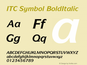 ITC Symbol BoldItalic Version 001.000 Font Sample