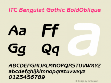 ITC Benguiat Gothic BoldOblique Version 001.000 Font Sample