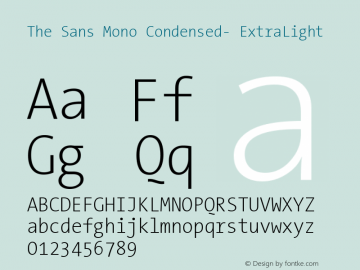 The Sans Mono Condensed- ExtraLight Version 001.000 Font Sample