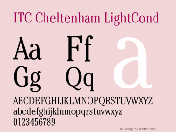 ITC Cheltenham LightCond Version 001.000 Font Sample
