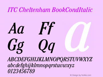ITC Cheltenham BookCondItalic Version 001.000 Font Sample