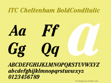 ITC Cheltenham BoldCondItalic Version 001.000 Font Sample