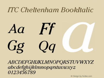 ITC Cheltenham BookItalic Version 001.001 Font Sample