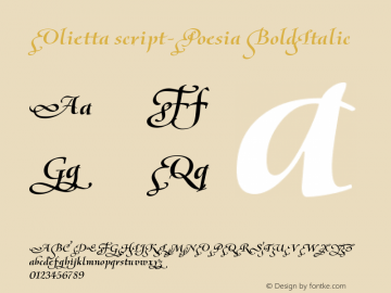 Olietta script-Poesia BoldItalic Version 1.000 2007 initial release图片样张