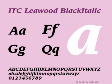 ITC Leawood BlackItalic Version 001.000 Font Sample