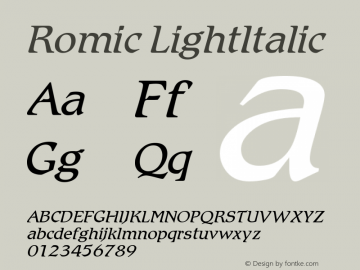 Romic LightItalic Version 001.000图片样张