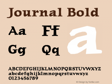 Journal Bold Version 1.00 Font Sample