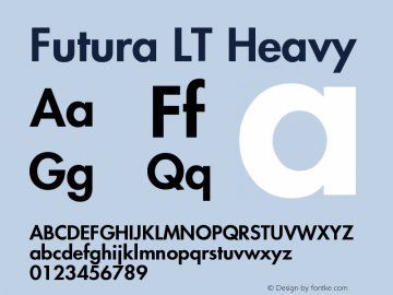 Futura LT Heavy Version 006.000 Font Sample