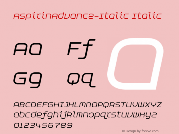 AspirinAdvance-Italic Italic Version 001.000 Font Sample