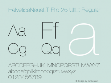 HelveticaNeueLT Pro 25 UltLt Regular Version 1.000;PS 001.000;Core 1.0.38 Font Sample