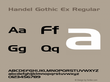 Handel Gothic Ex Regular Unknown Font Sample