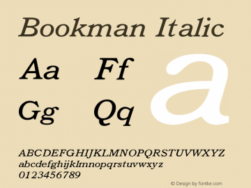 Bookman Italic Version 003.001 Font Sample