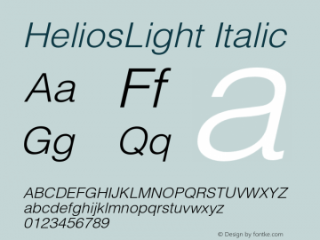 HeliosLight Italic OTF 1.0;PS 004.001;Core 116;AOCW 1.0 161 Font Sample