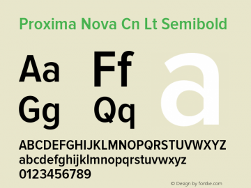 Proxima Nova Cn Lt Semibold Version 2.003 Font Sample