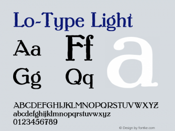 Lo-Type Light Version 001.000 Font Sample