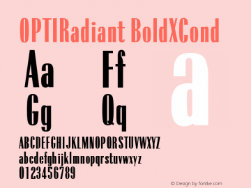 OPTIRadiant BoldXCond Version 001.000 Font Sample