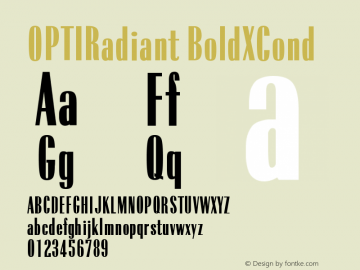 OPTIRadiant BoldXCond Version 001.000 Font Sample