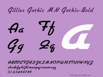 Gillies Gothic MN Gothic-Bold Version 001.003 Font Sample