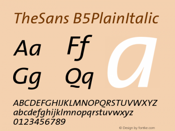 TheSans B5PlainItalic Version 001.000 Font Sample