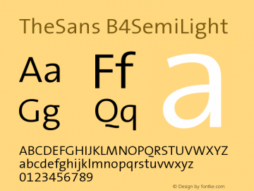 TheSans B4SemiLight Version 001.000 Font Sample