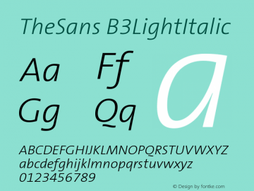 TheSans B3LightItalic Version 001.000 Font Sample