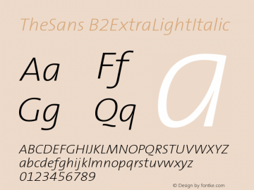 TheSans B2ExtraLightItalic Version 001.000 Font Sample