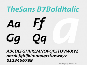 TheSans B7BoldItalic Version 001.000 Font Sample