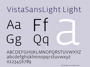 VistaSansLight Light Version 001.000 Font Sample