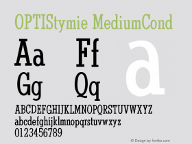 OPTIStymie MediumCond Version 001.000 Font Sample