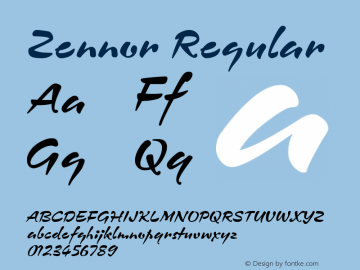 Zennor Regular Version 1.0 Font Sample