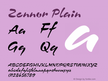 Zennor Plain Version 001.000 Font Sample