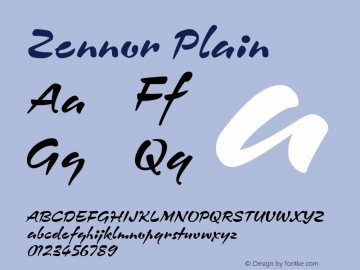 Zennor Plain Version 1.0 Font Sample