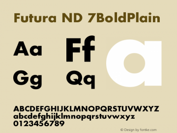 Futura ND 7BoldPlain Version 001.001 Font Sample