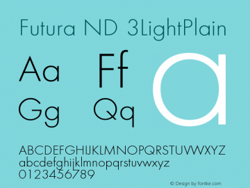 Futura ND 3LightPlain Version 001.001 Font Sample