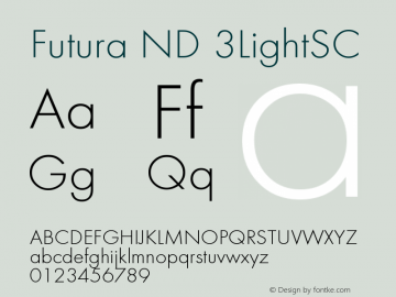 Futura ND 3LightSC Version 001.001 Font Sample