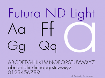 Futura ND Light Version 001.001 Font Sample