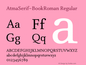 AtmaSerif-BookRoman Regular 004.301 Font Sample