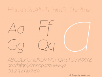 HouschkaAlt-ThinItalic ThinItalic Version 001.000 Font Sample